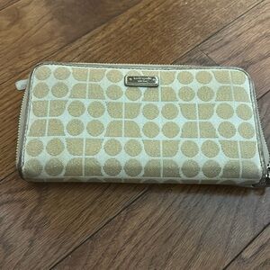 Kate spade wallet in cream and gold